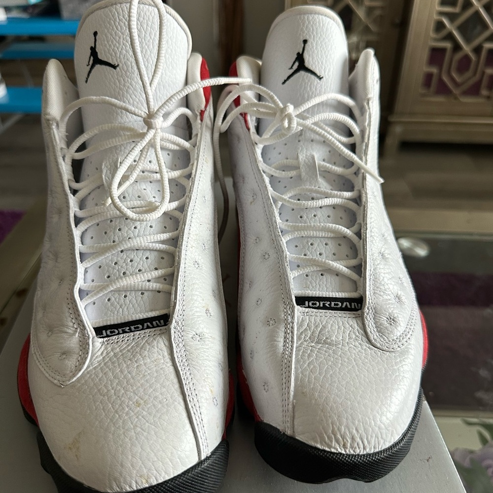 Jordan Men's White and Red Sneakers